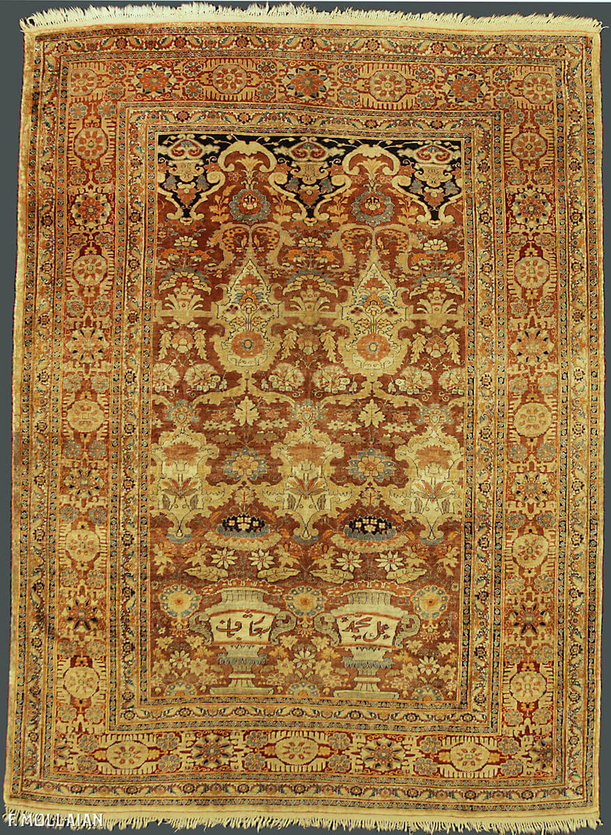 Tapis Persan Antique Heriz Soie n°:55381474